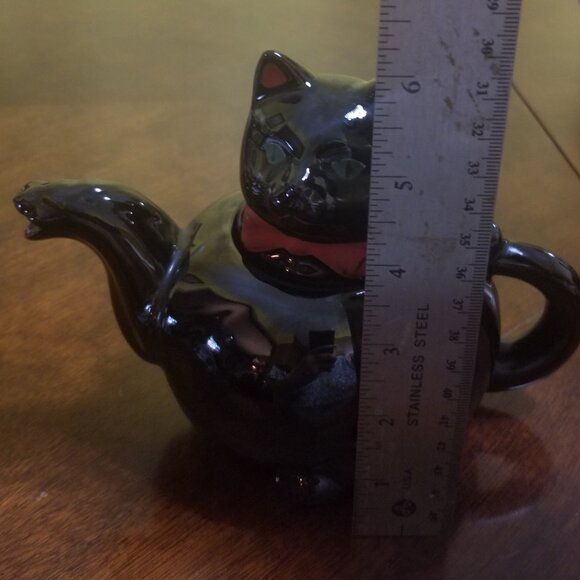 VINTAGE 1950s black cat teapot Shafford - Picture 4 of 7